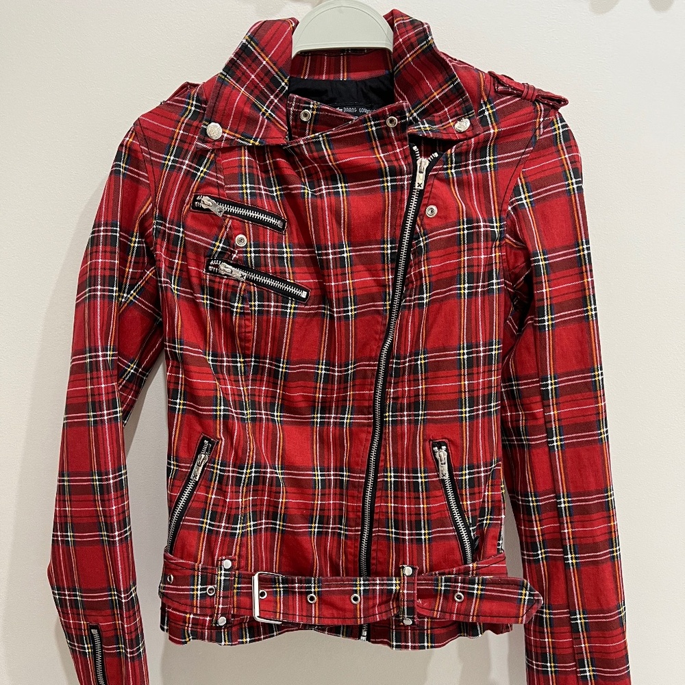 NWT - Tripp NYC Tartan Red Wild Child Moto Jacket - Size M